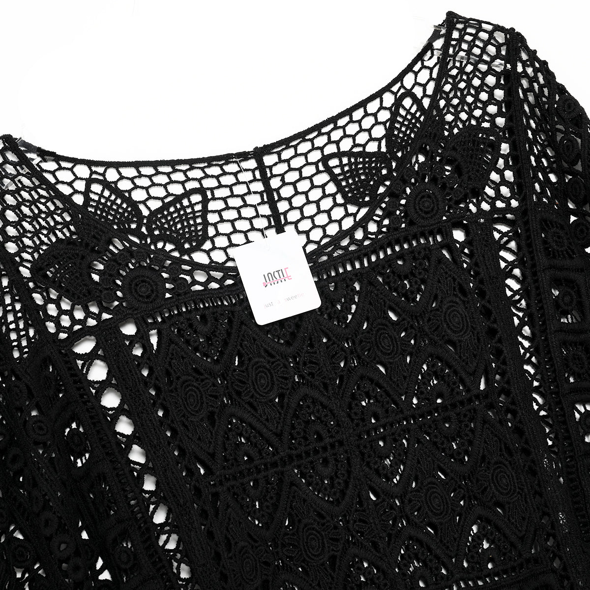 T-shirt noir mystérieux au crochet Hippie Cream