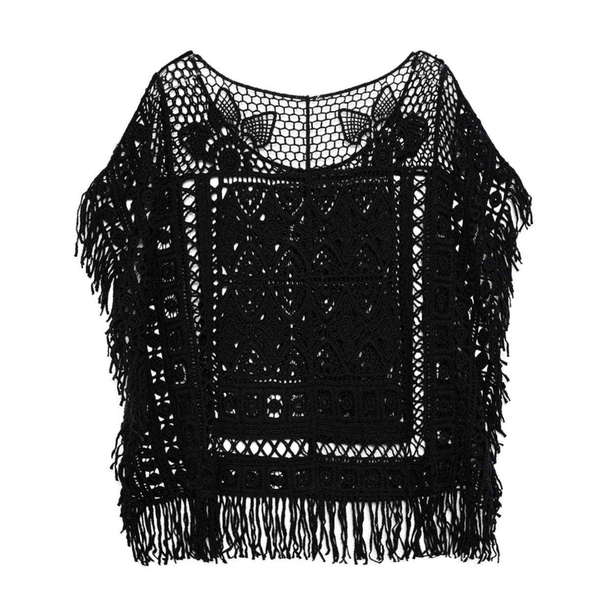 T-shirt noir mystérieux au crochet Hippie Cream