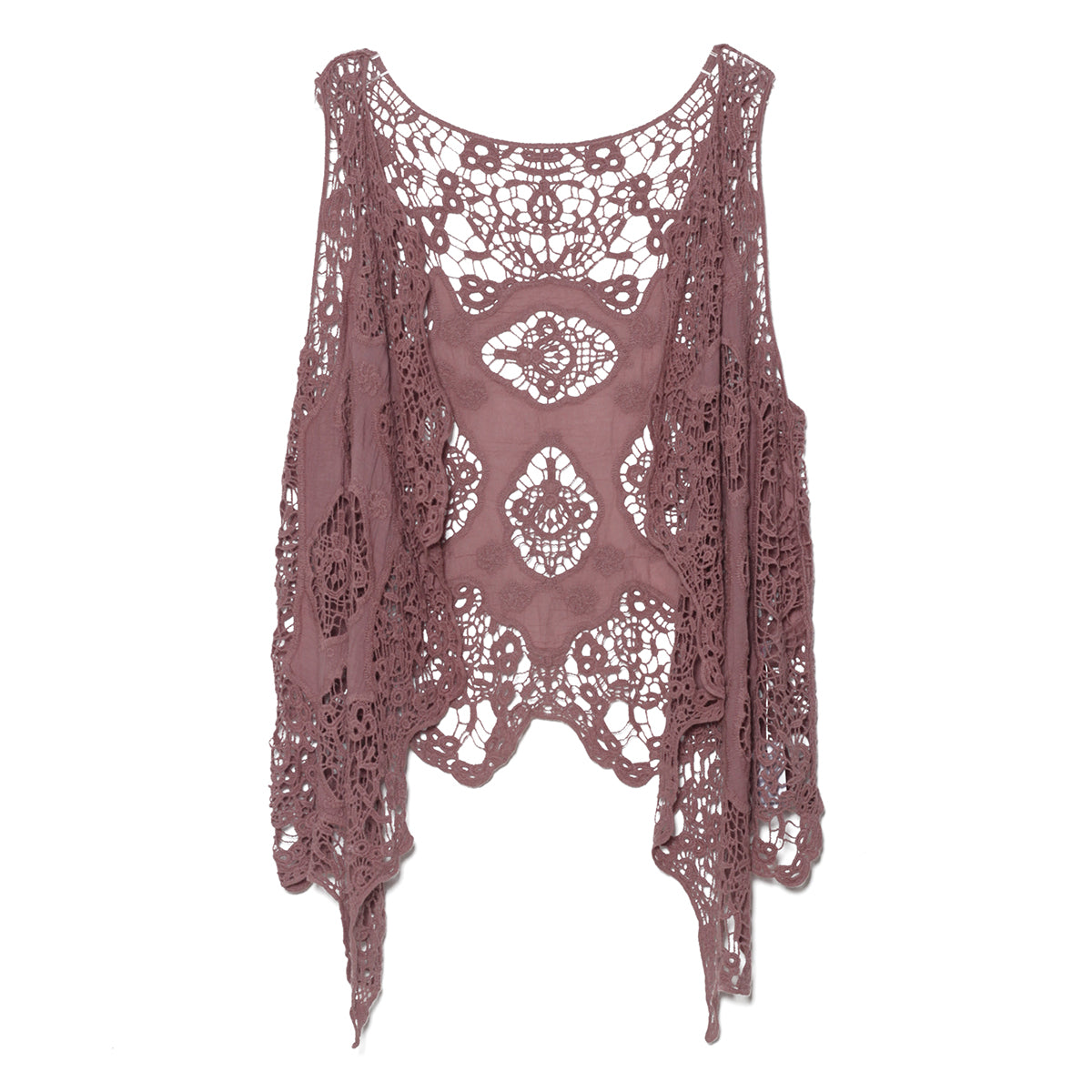 Haut cache-cœur en crochet avec patchs hippies et froncés Twilight