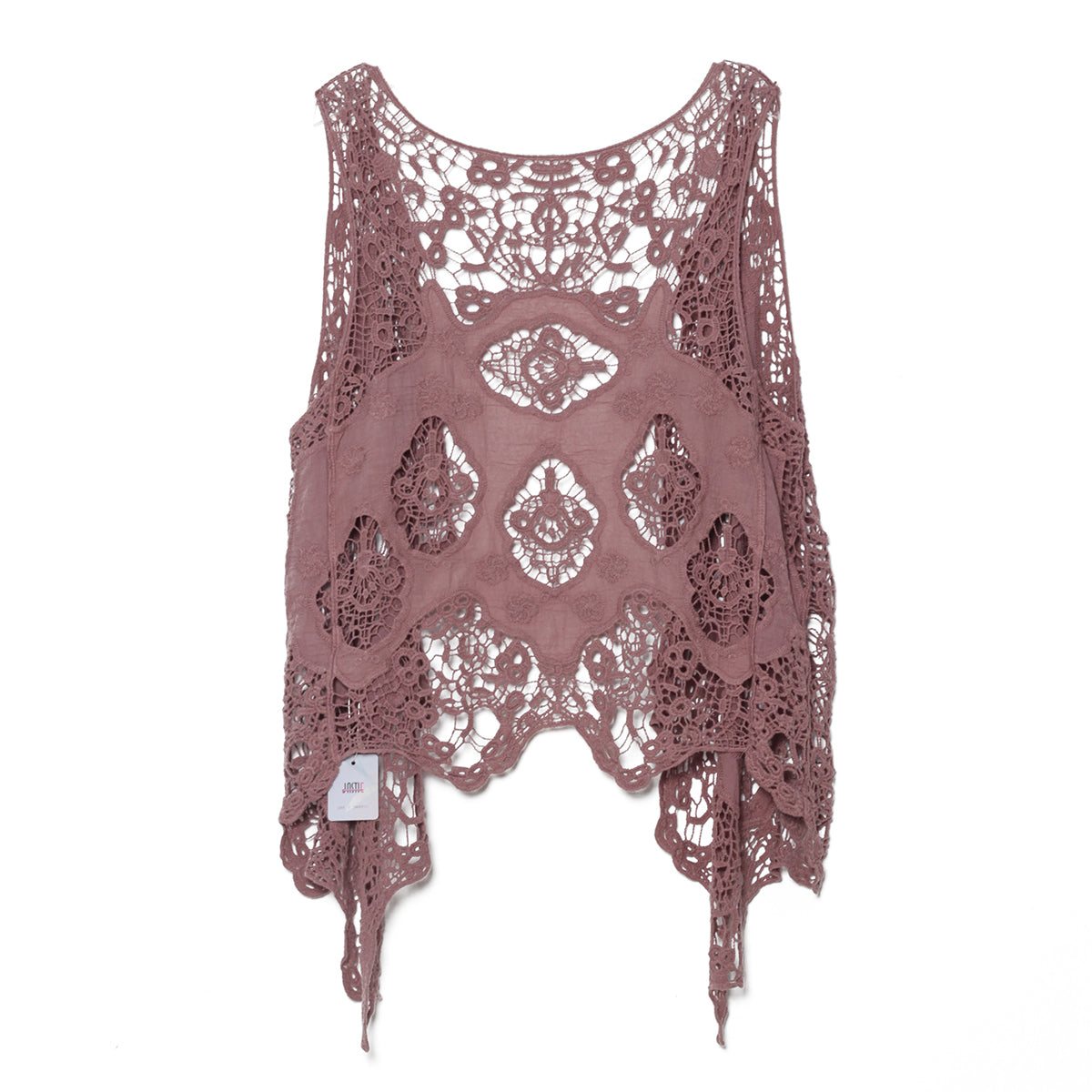 Haut cache-cœur en crochet avec patchs hippies et froncés Twilight