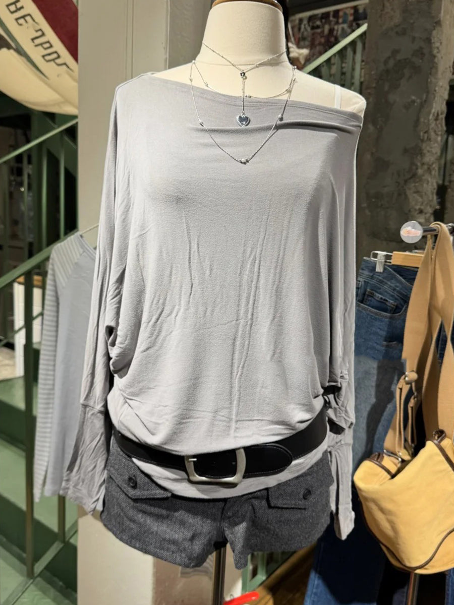 Sweet Light Pink Long Batwing Sleeve T-shirts