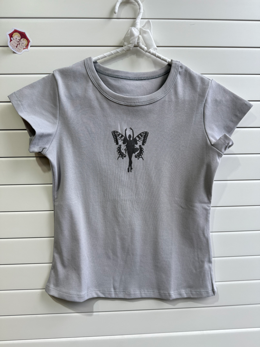 JASTIE Butterfly Grayish Short Sleeve top