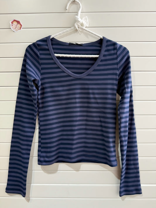 JASTIE Navy Striped Long Sleeve Top Women T Shirts