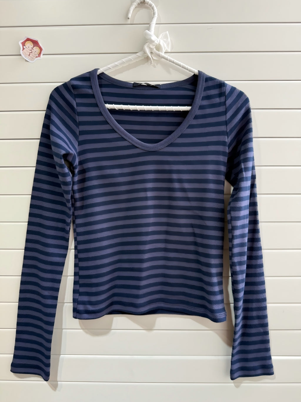JASTIE Navy Striped Long Sleeve Top Women T Shirts