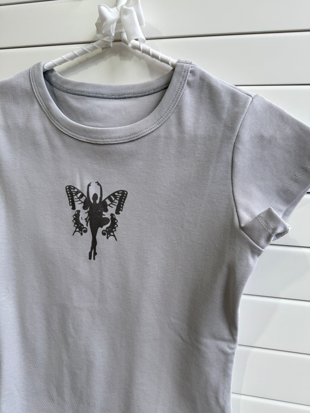 JASTIE Butterfly Grayish Short Sleeve top