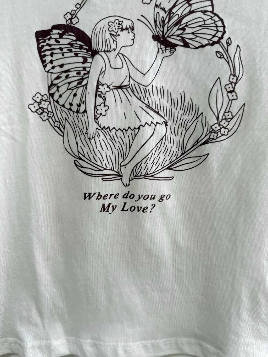 JASTIE White Fairy Baby Print Tee Tops