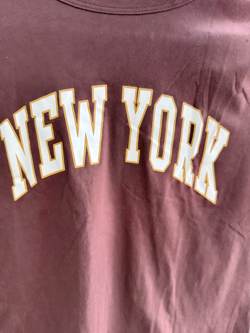 JASTIE Print NEW YORK Tee Graphic T Shirt Brown