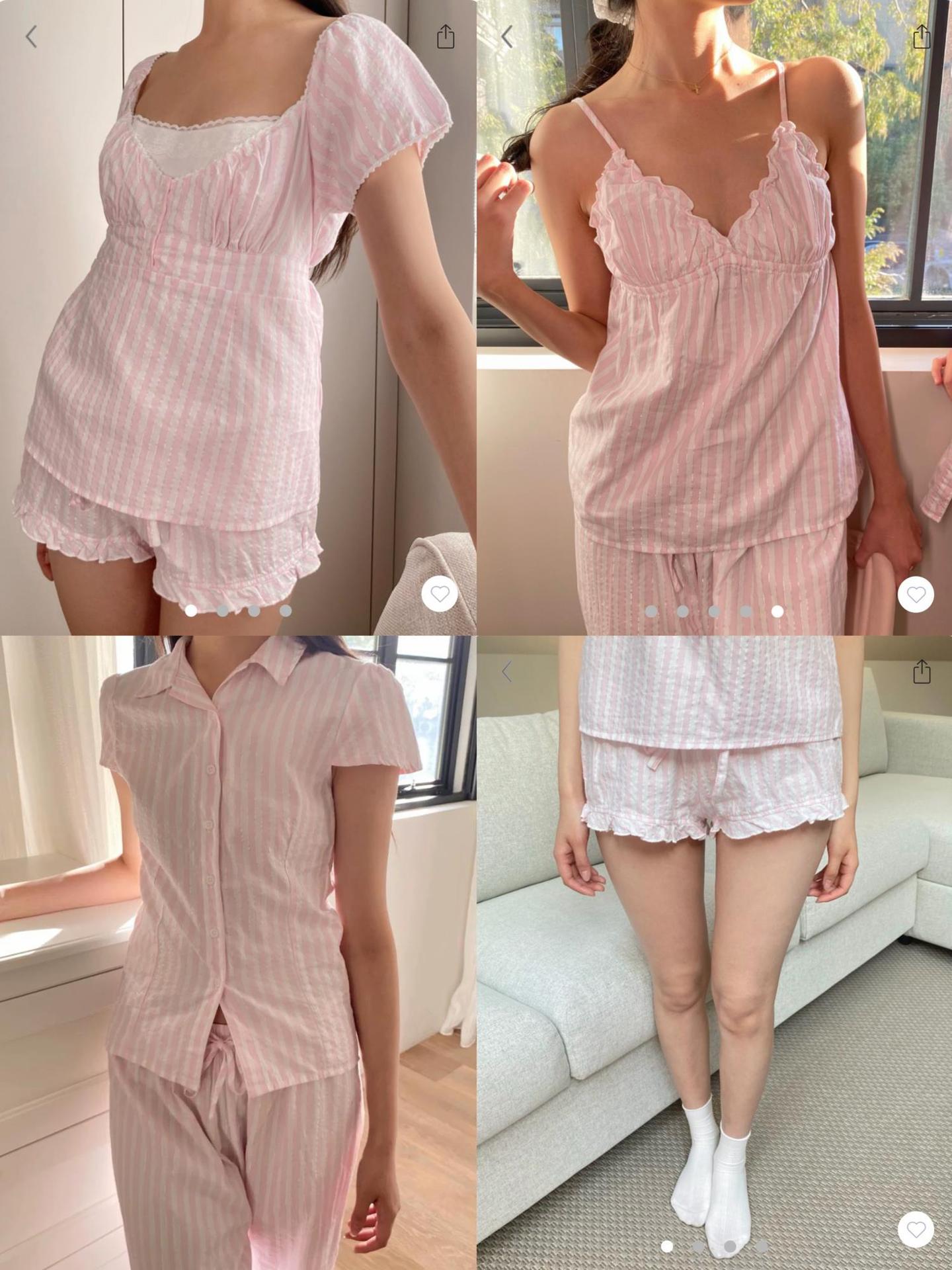 Pink Striped Puff Sleeves Tees Pretty Versatile Blouse