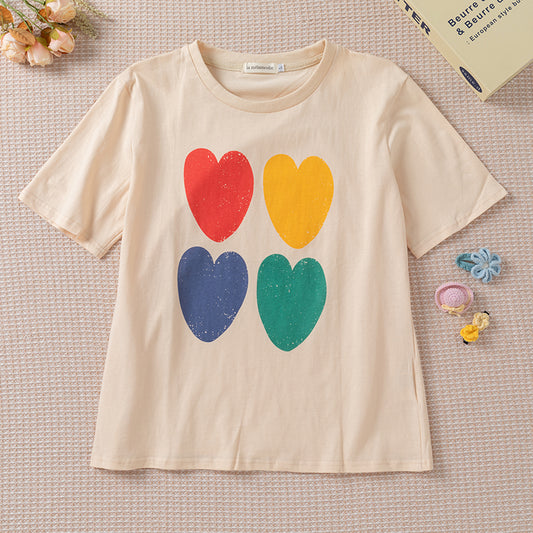 Casual Short Sleeve love printing summer women