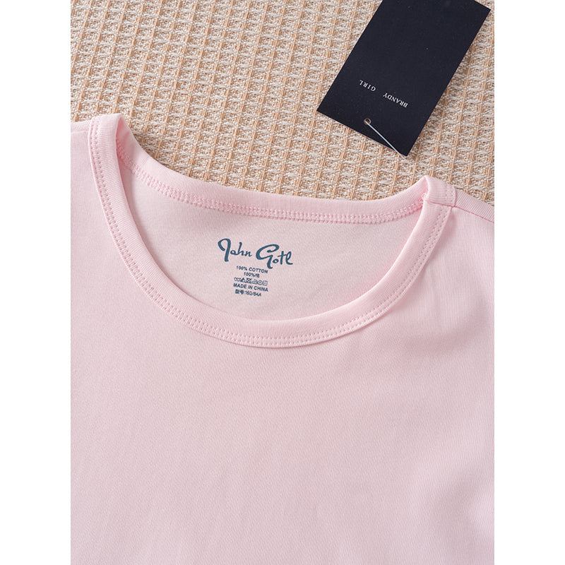 Crew Neck Solid Color Short Sleeve T-Shirt Basic Slim Fit
