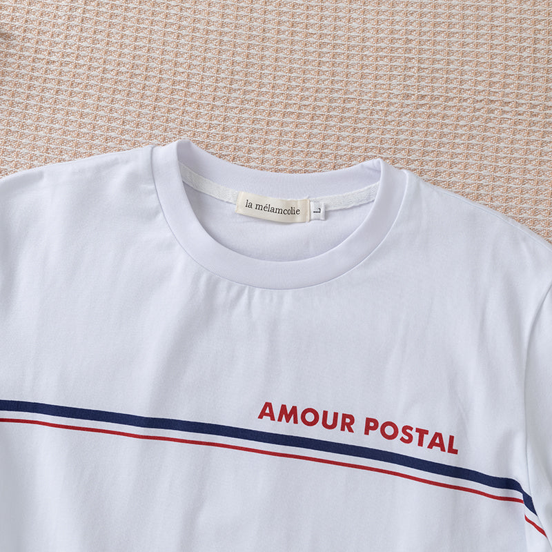 Casual crew neck striped lettered T-shirt women