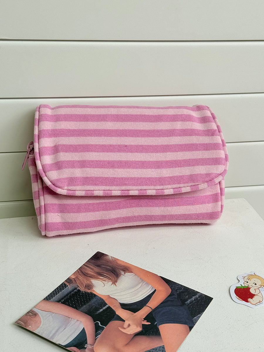 Pink Striped Coin Purse Women