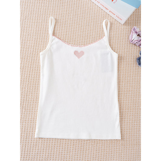 Lace collar angel love embroidery sling vest women