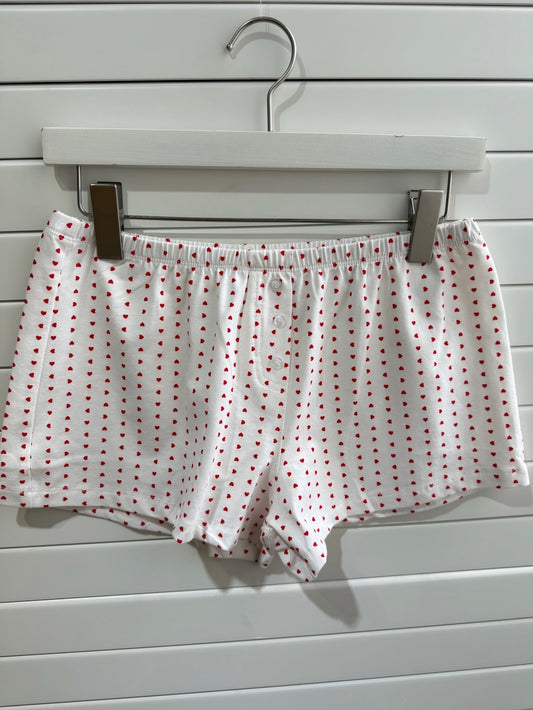 JASTIE Polka Red Heart Shorts with button