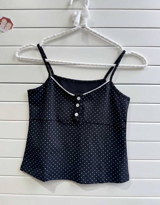 JASTIE Spotty Polka Dot Tank Top Navy