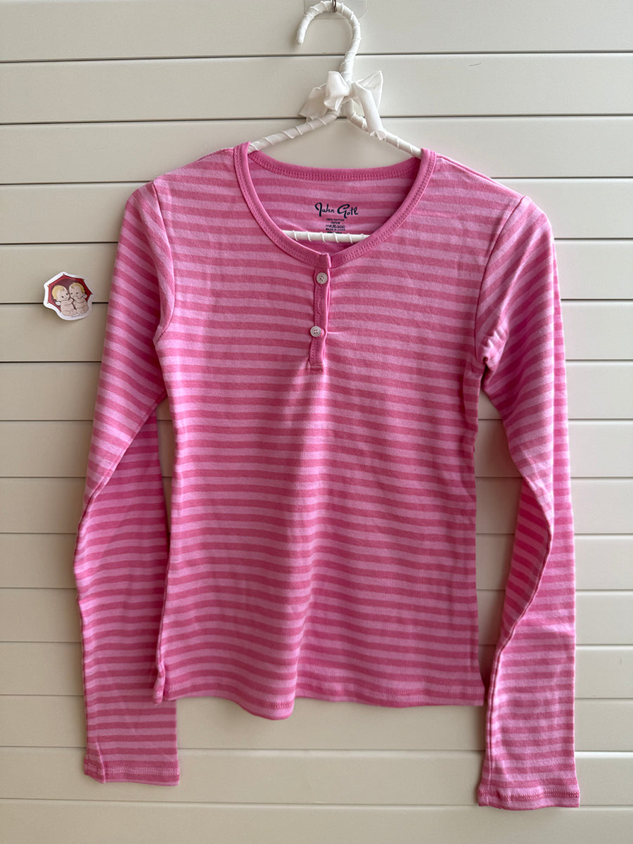 Jastie Pink Striped Slim Long Sleeve Tees