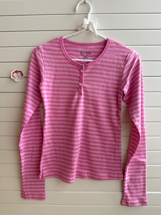 Jastie Pink Striped Slim Long Sleeve Tees