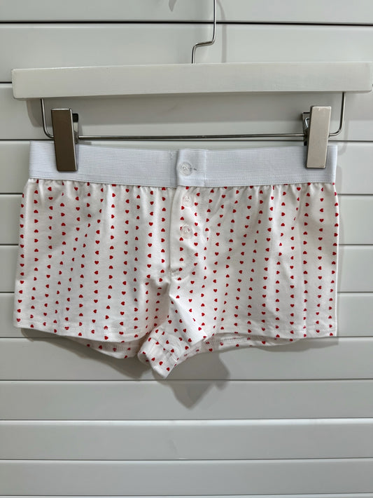 JASTIE Heart Print Button Shorts with  button