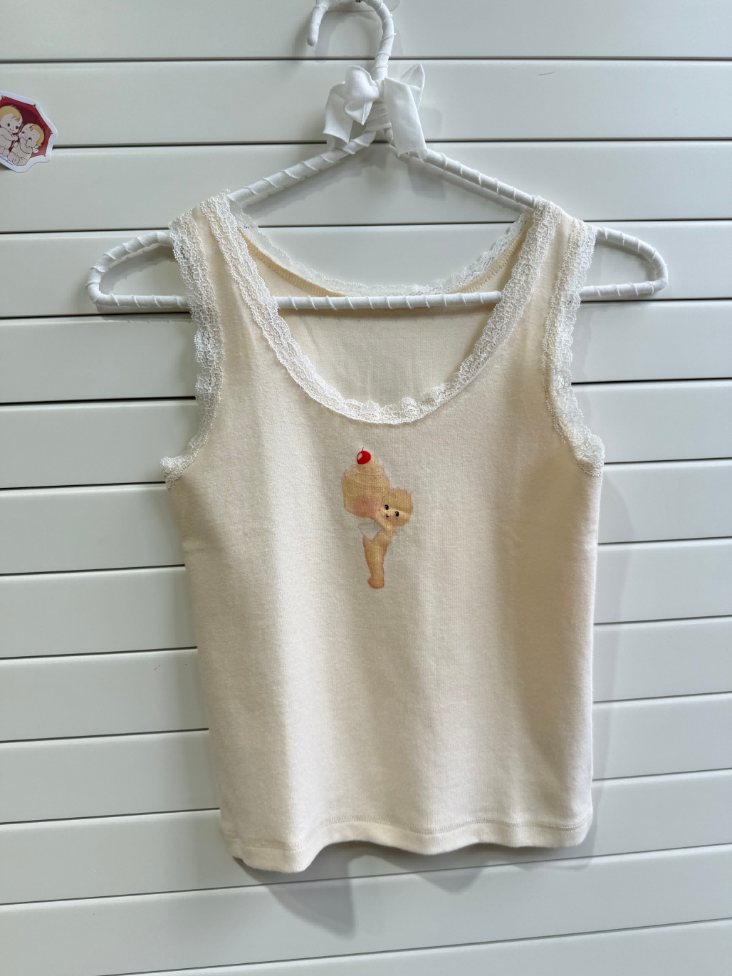 JASTIE Cream Lace Baby Doll Tank With A Graphic