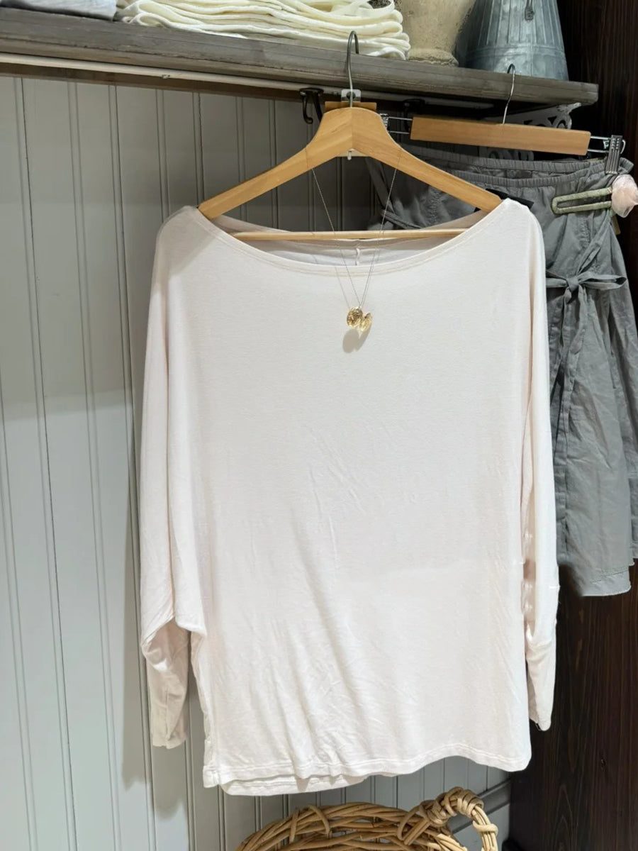 Sweet Light Pink Long Batwing Sleeve T-shirts
