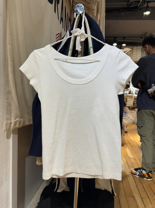 Jastie O Neck Short Sleeve Tee Top White