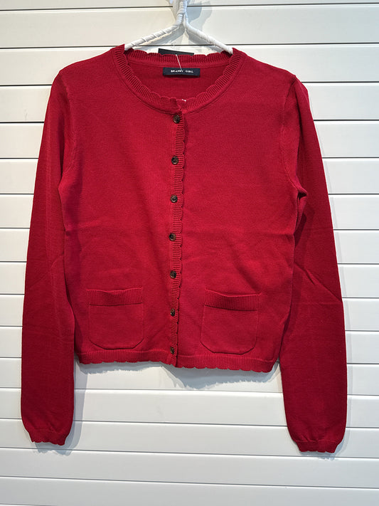 Jastie Babydoll Top Knit Cardigan Red