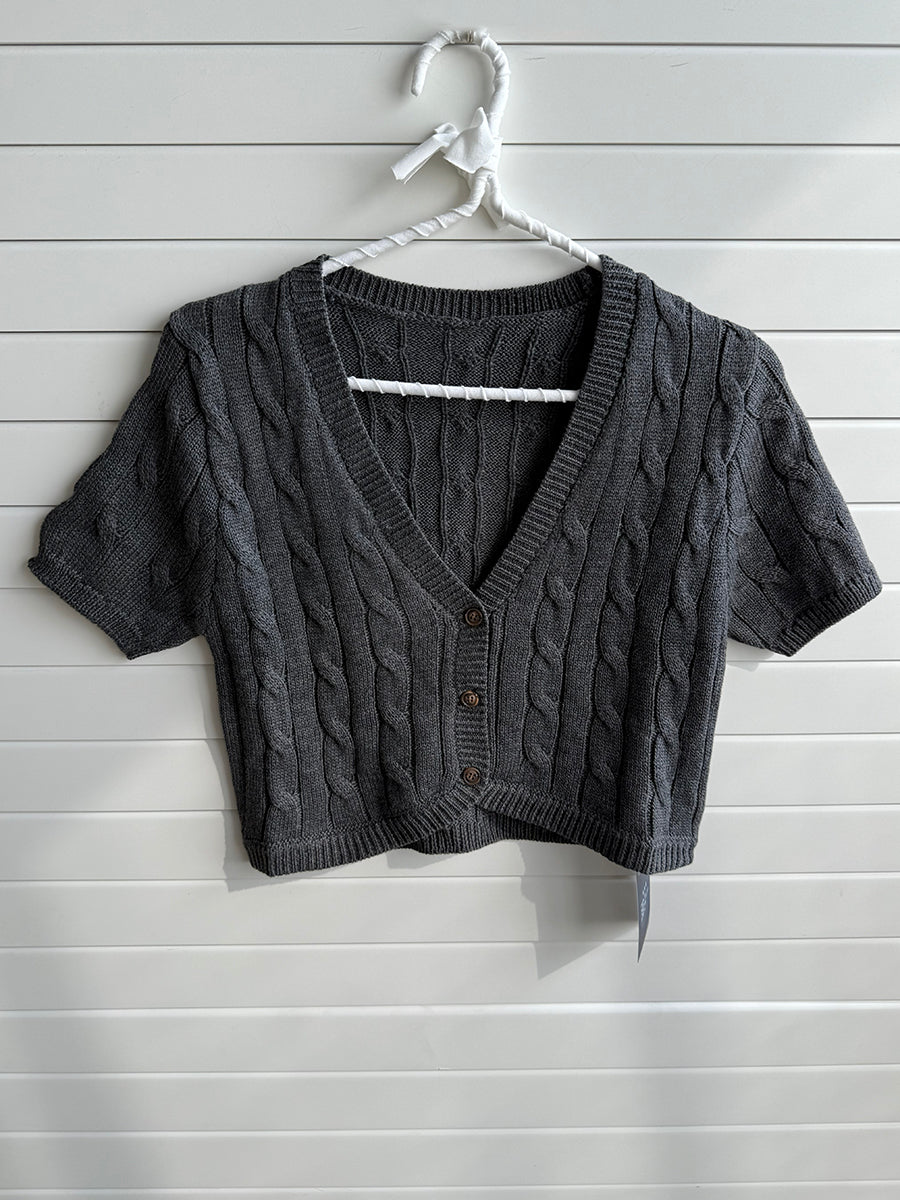 Jastie Flower Knitted Cropped Cardigan