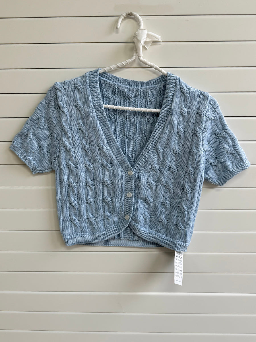 Jastie Flower Knitted Cropped Cardigan