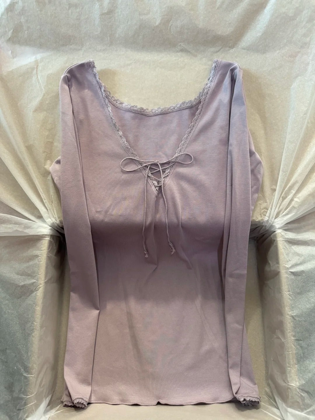 Lace-up Long Sleeve Tees