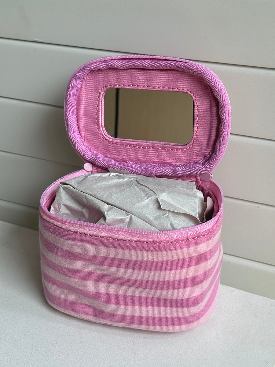 Pink Striped Coin Purse Women