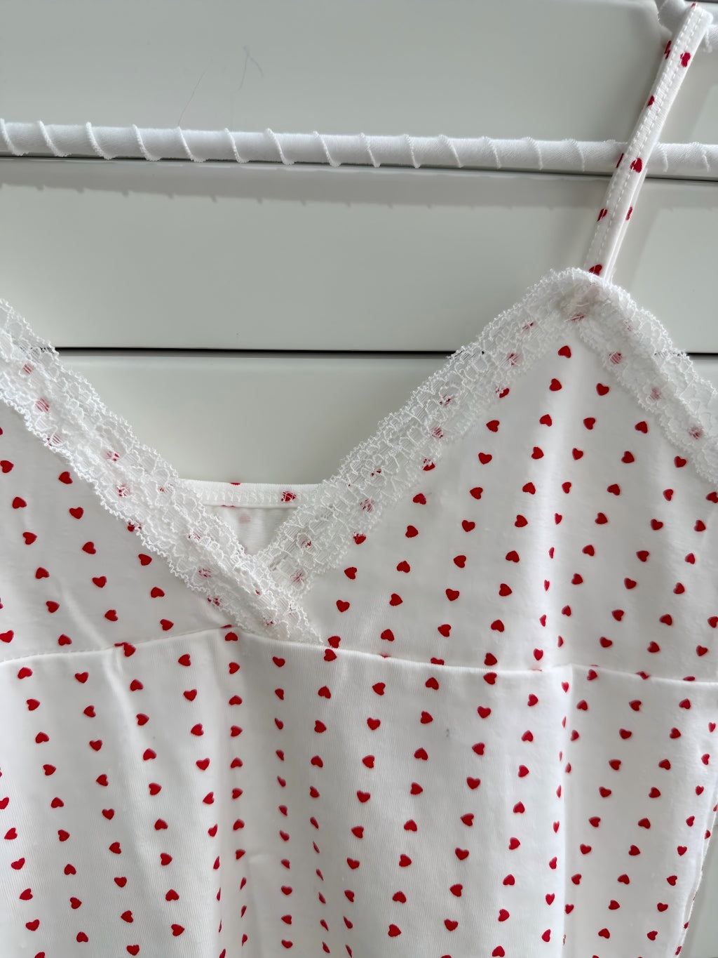 JASTIE Polka Red Heart Lace Tank Top Vest
