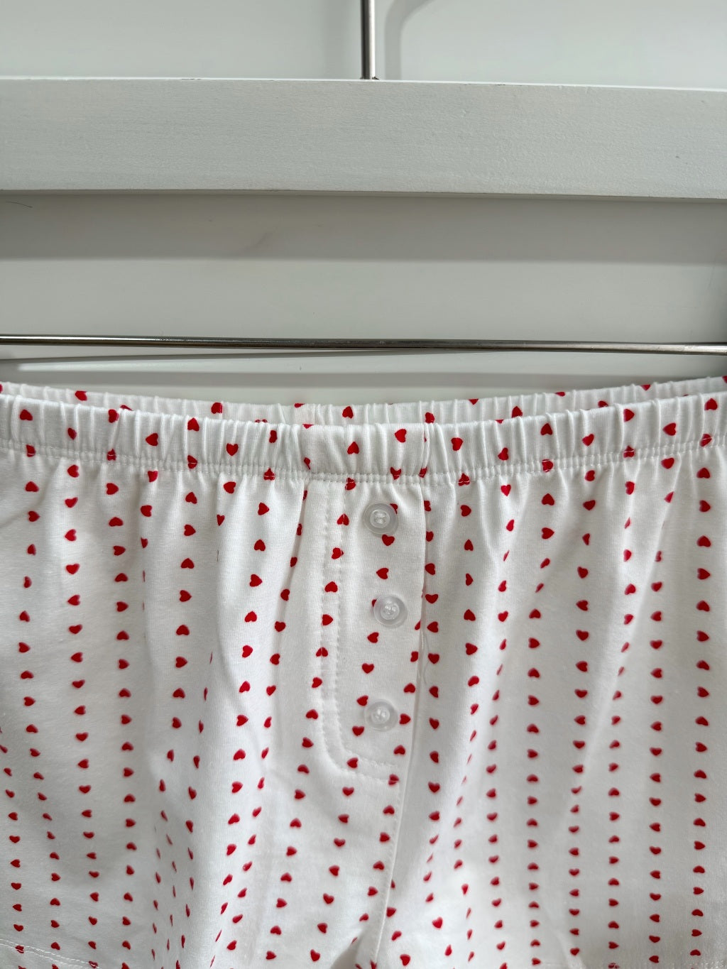 JASTIE Polka Red Heart Shorts with button