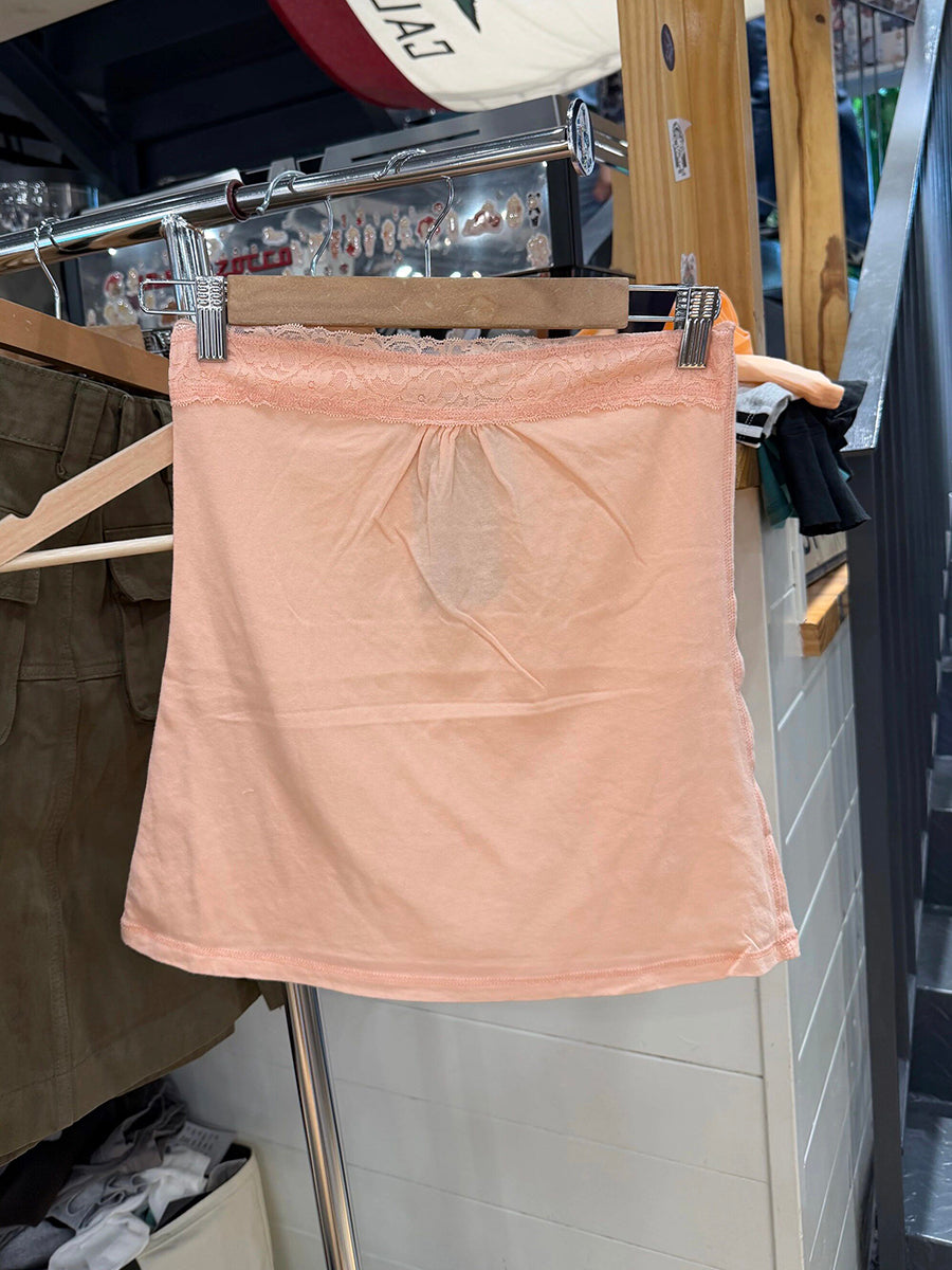 Solid Lace Trim Tube Women