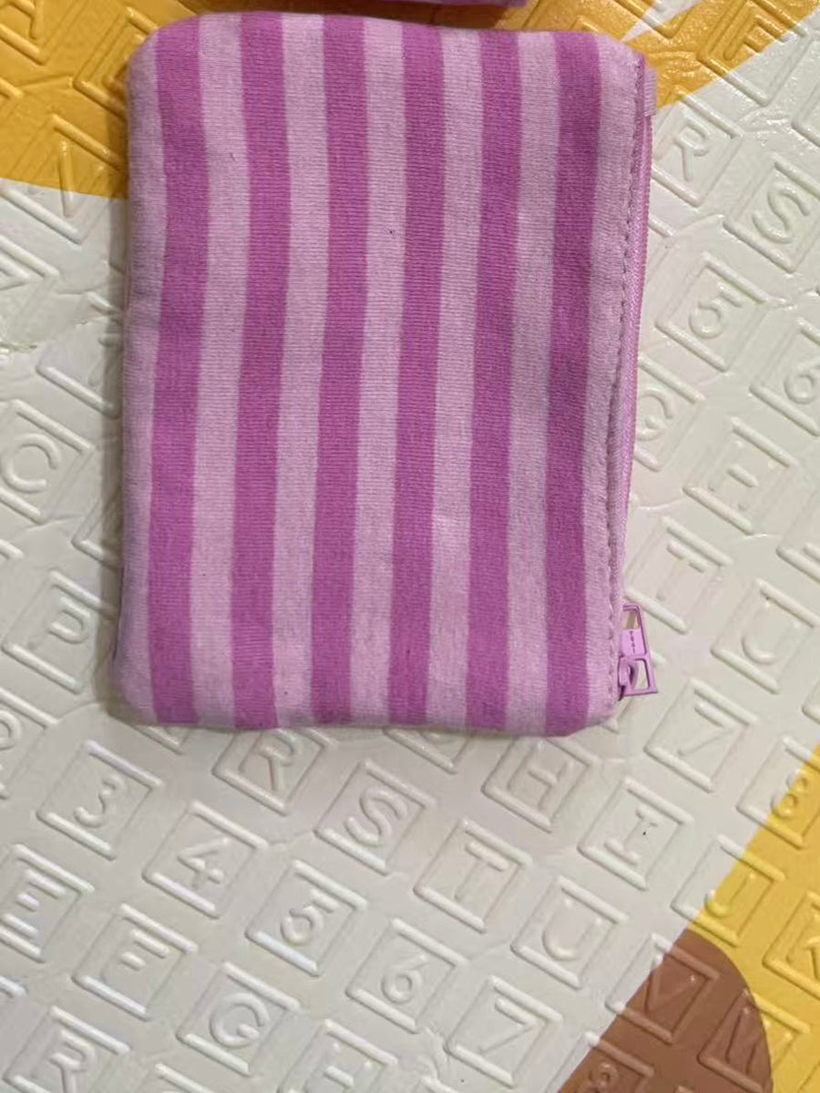 Pink Striped Coin Purse Women