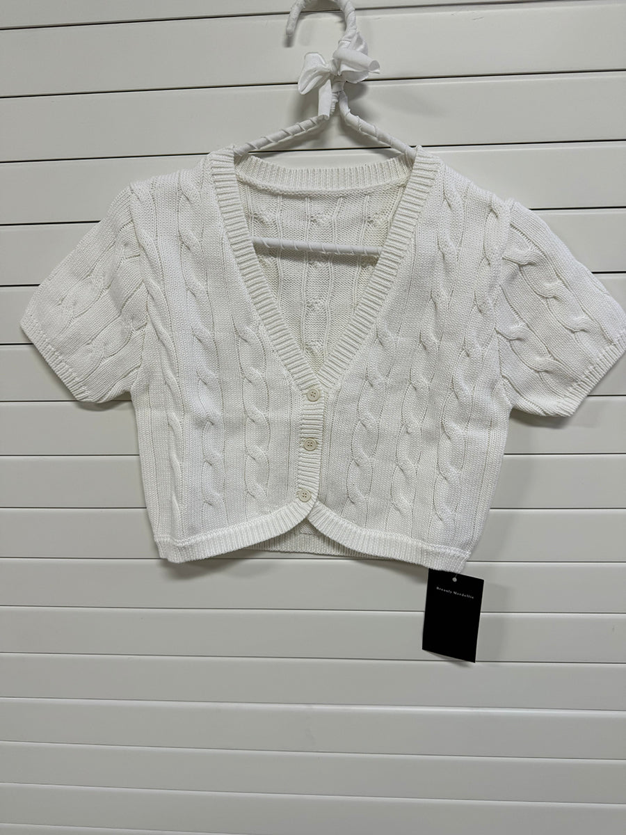 Jastie Flower Knitted Cropped Cardigan