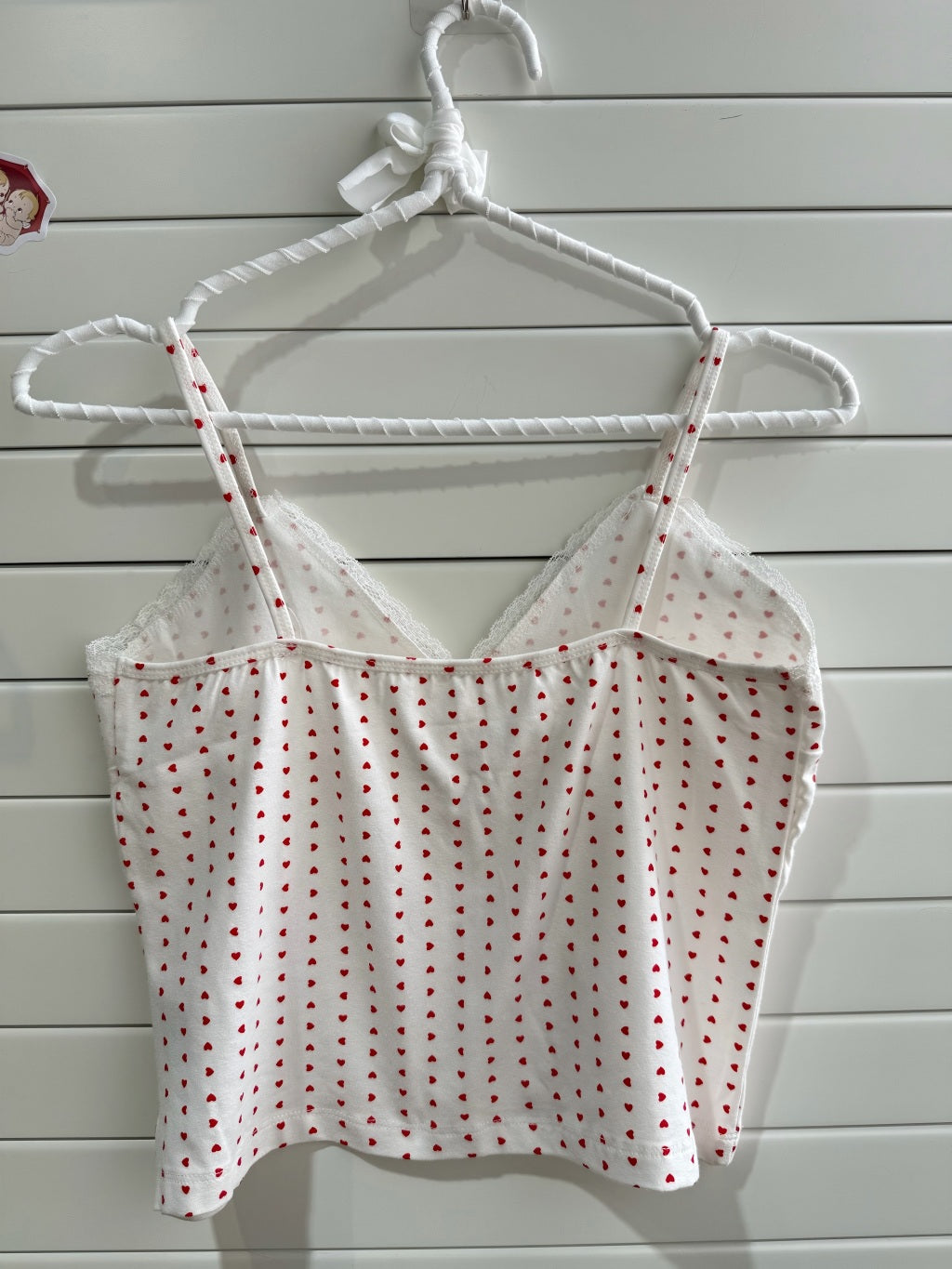 JASTIE Polka Red Heart Lace Tank Top Vest