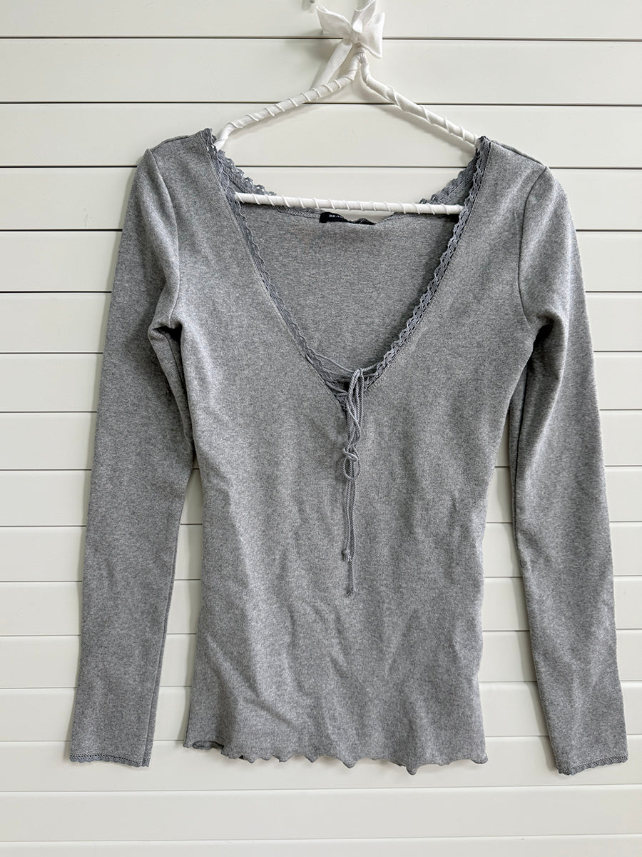 Sweet Lace-up Long Sleeve Tees