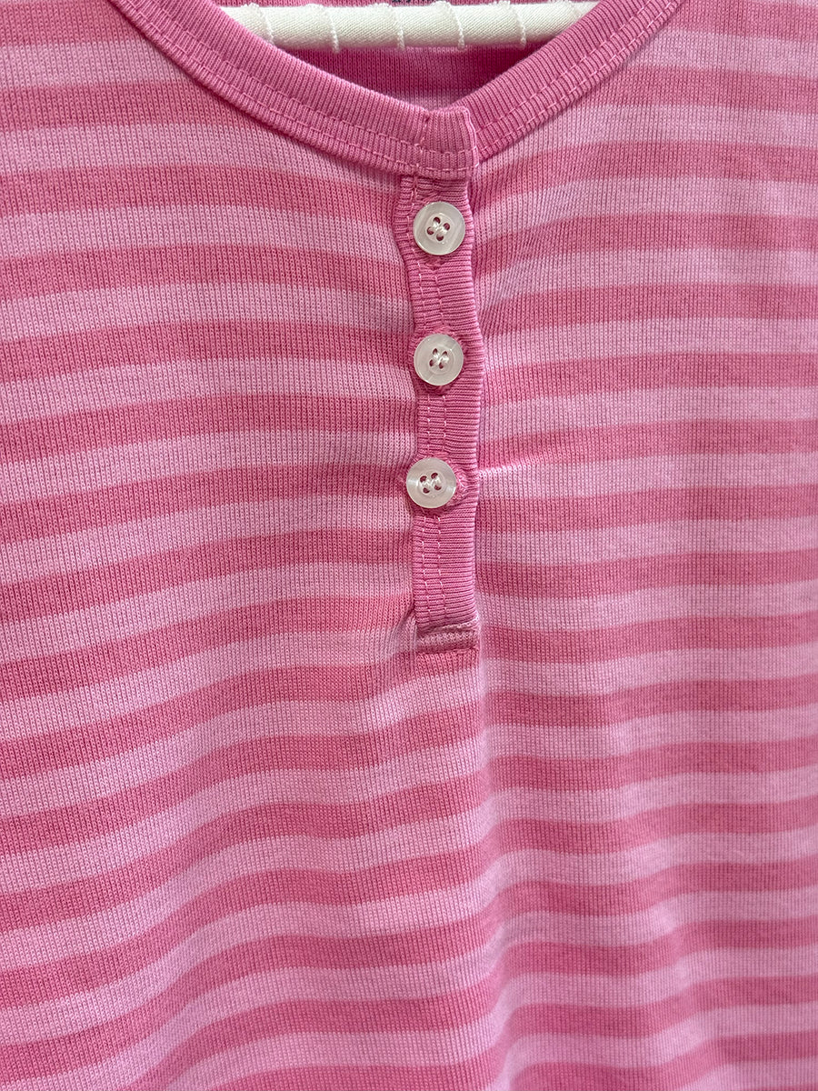 Jastie Pink Striped Slim Long Sleeve Tees
