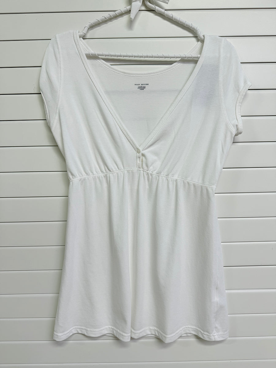 Solid V-neck Buttons T-shirts