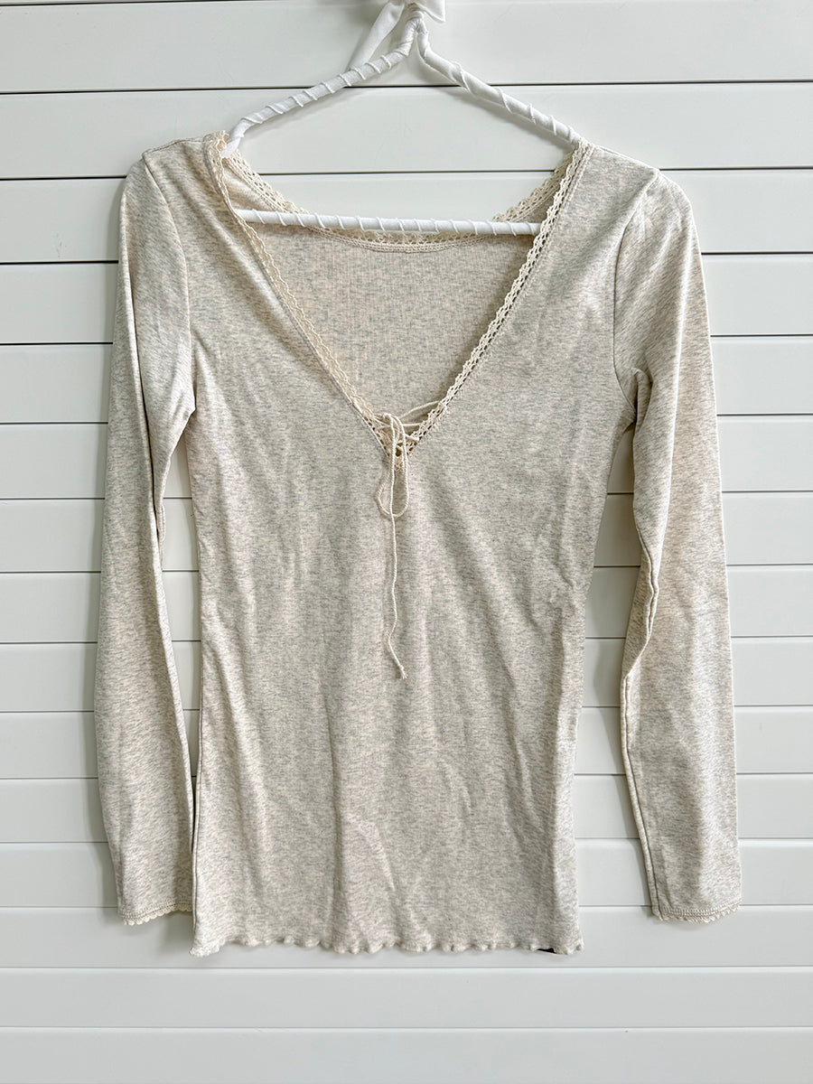 Sweet Lace-up Long Sleeve Tees