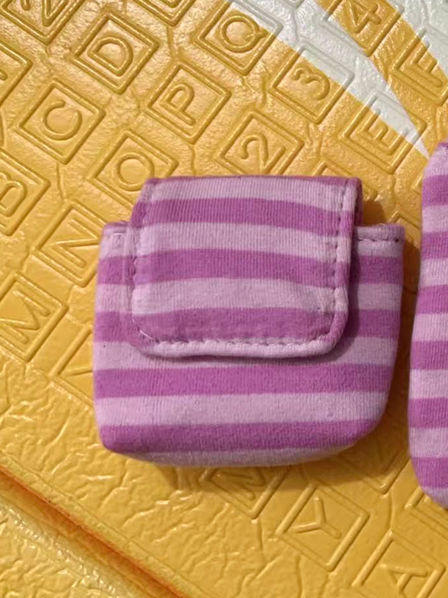 Pink Striped Coin Purse Women