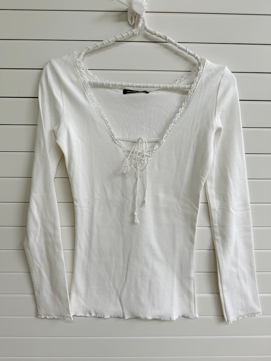 Sweet Lace-up Long Sleeve Tees