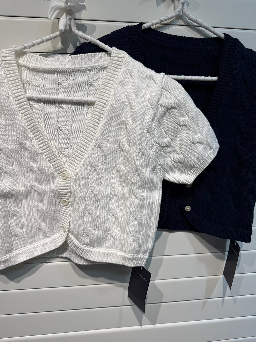 Jastie Flower Knitted Cropped Cardigan