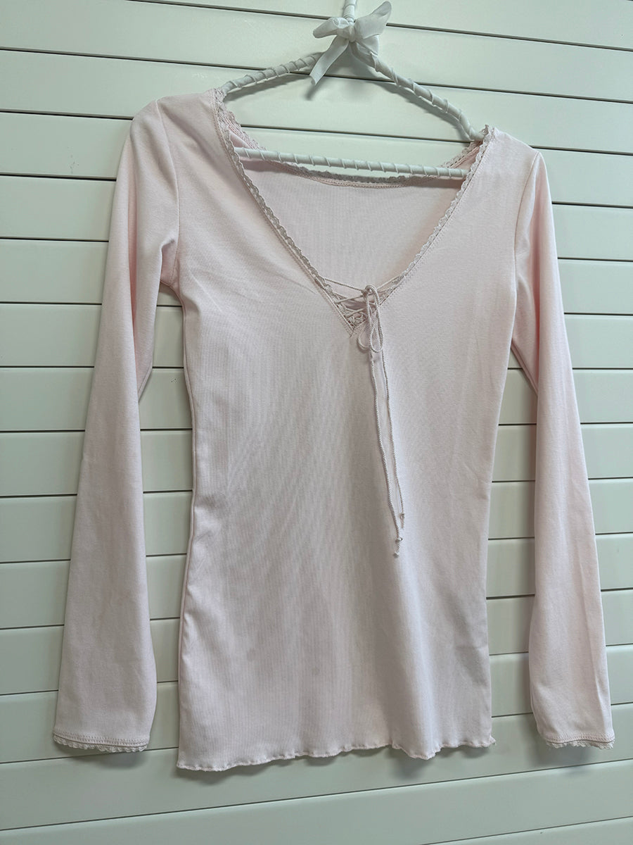 Sweet Lace-up Long Sleeve Tees
