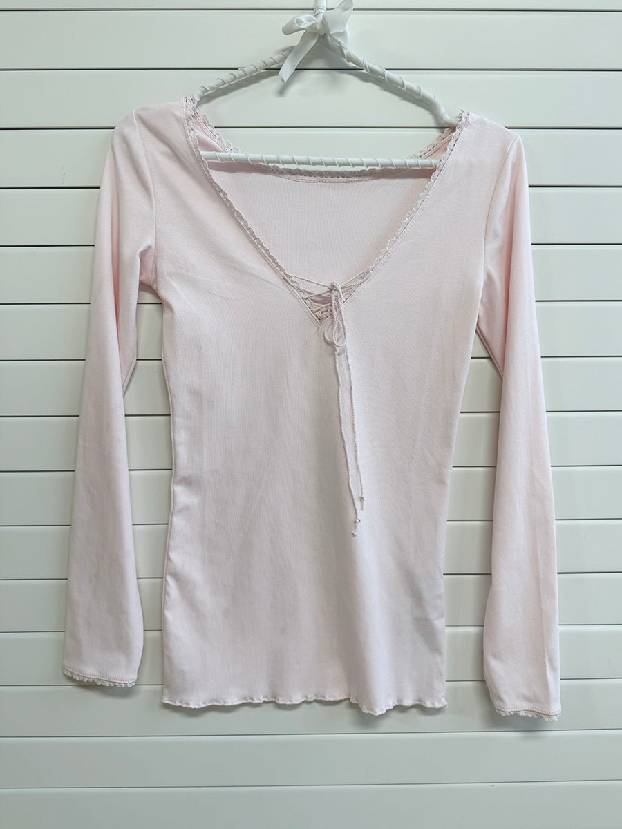 Sweet Lace-up Long Sleeve Tees