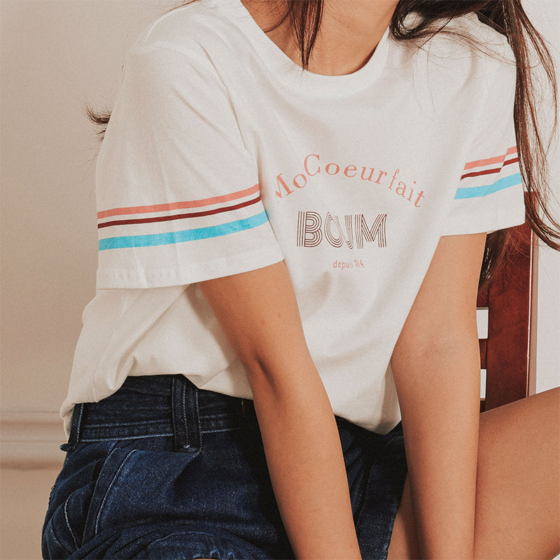 White letter short sleeves