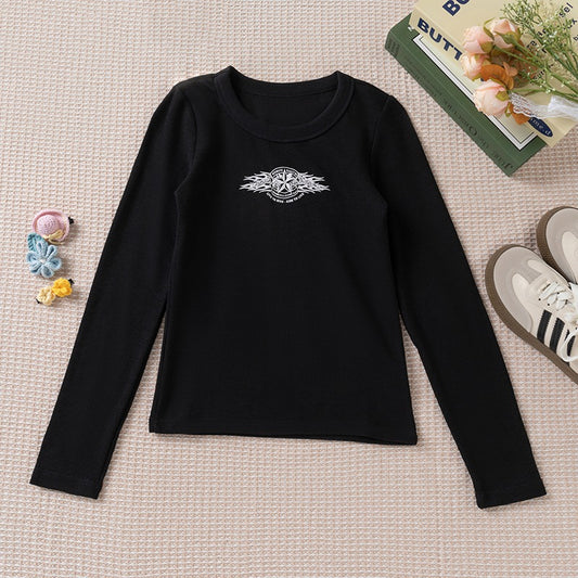 Slim slim top, base layer, winter black solid color
