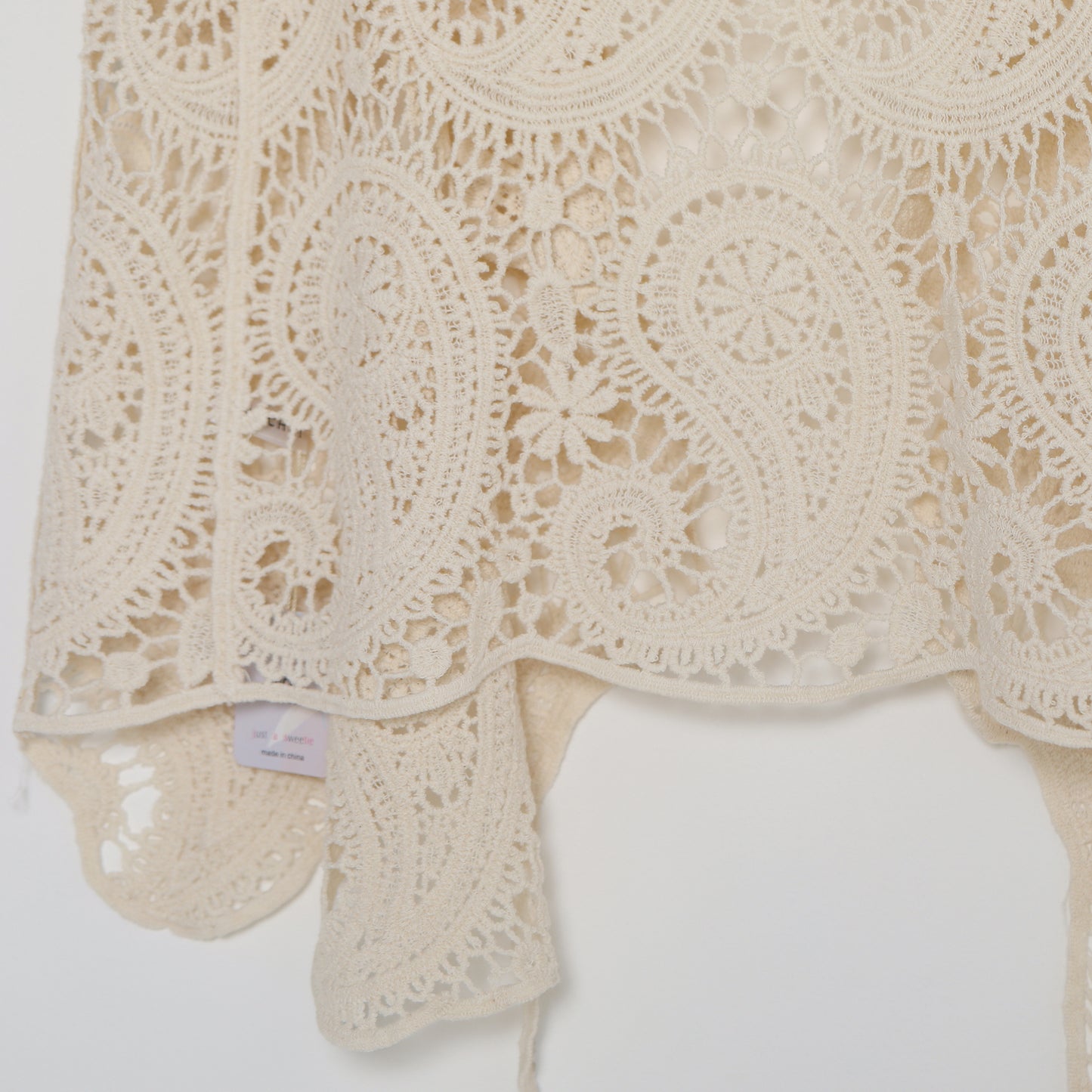 JASTIE Women's Cotton Crochet Vest Boho Hollow Out Sleeveless Cardigan Vintage Paisley Knit Beach Cover Up