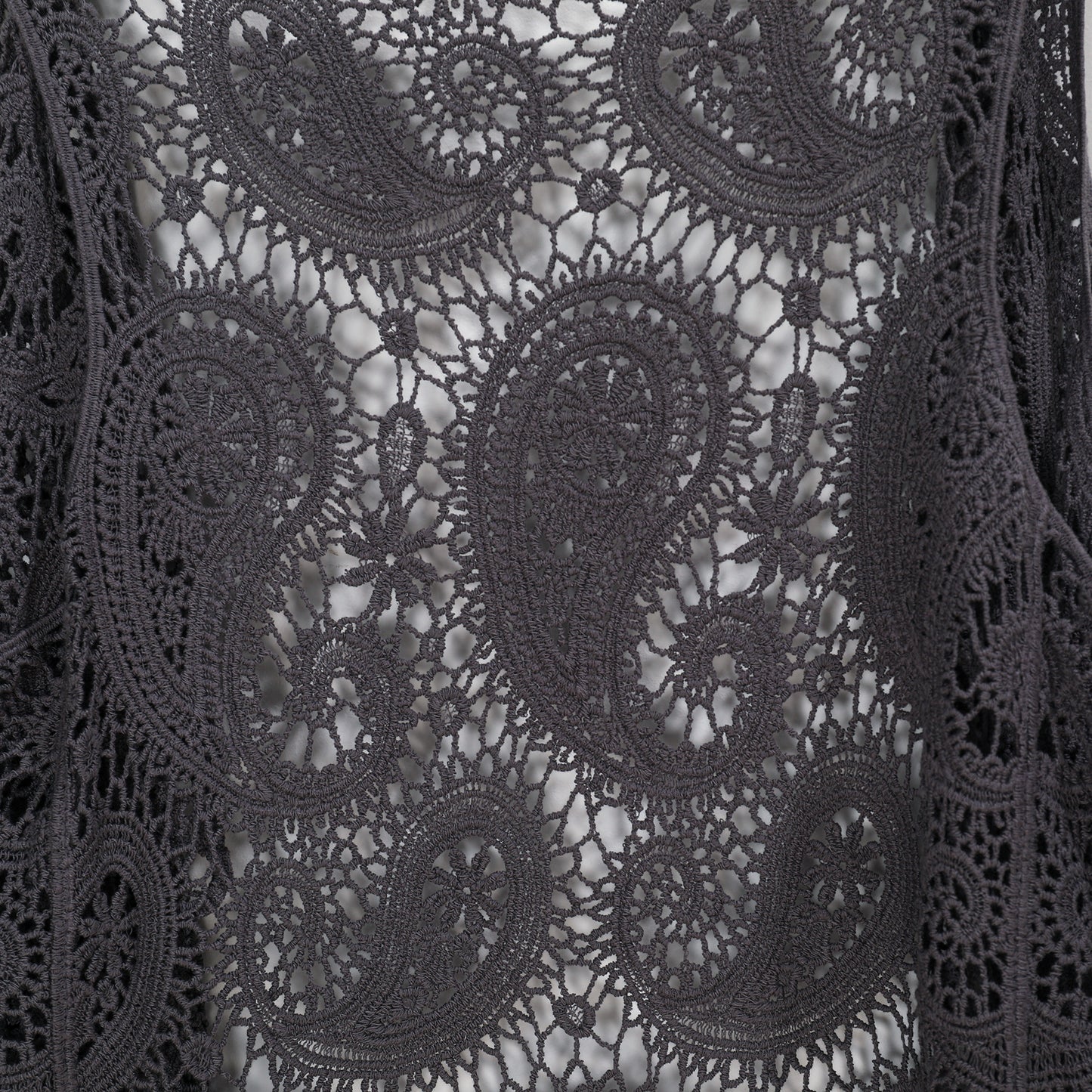 JASTIE Women's Cotton Crochet Vest Boho Hollow Out Sleeveless Cardigan Vintage Paisley Knit Beach Cover Up