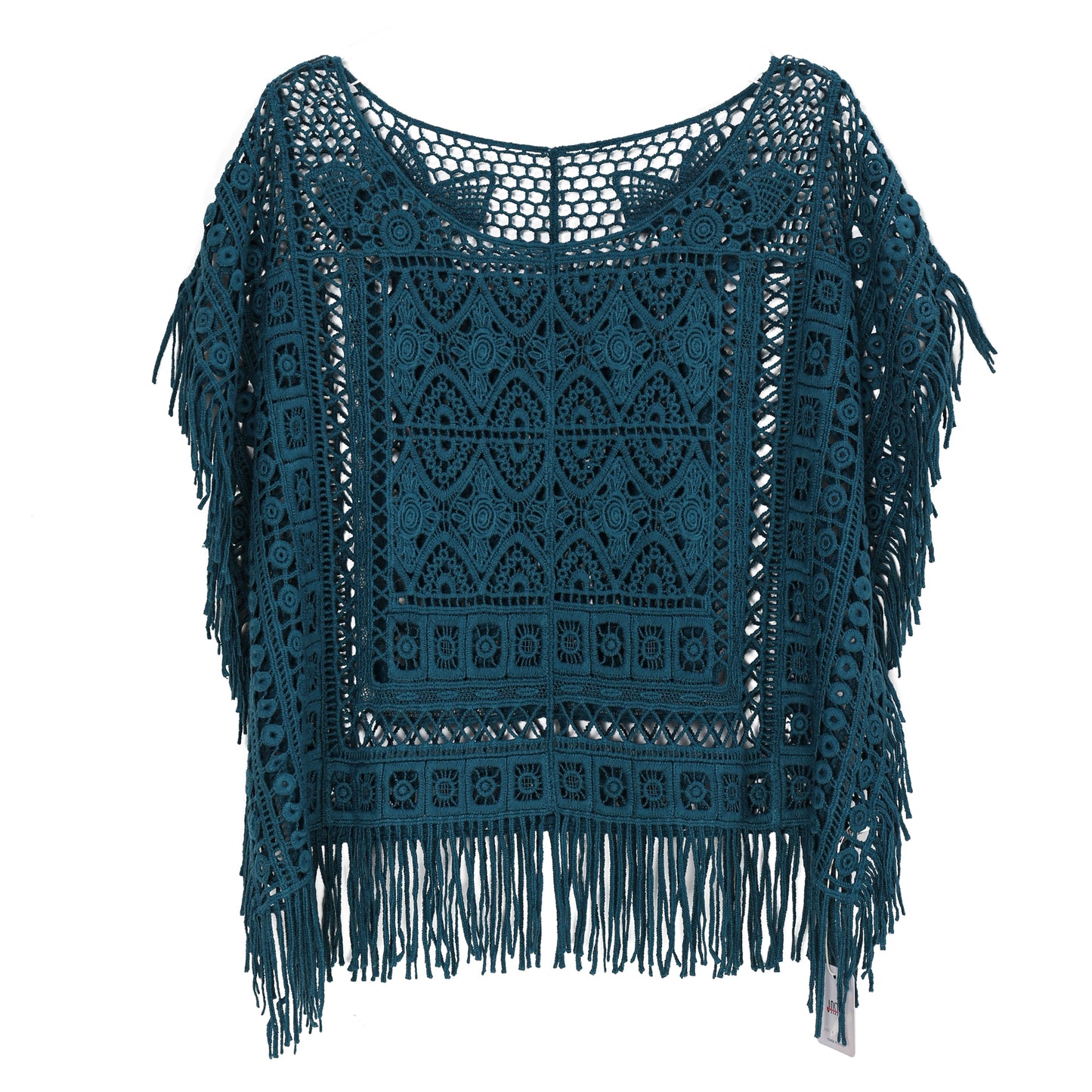 JASTIE Women Boho Hippie T-Shirt Tunic Tops Crochet Blouse Shirt Hollow Out Beach Swimsuit Cover Up